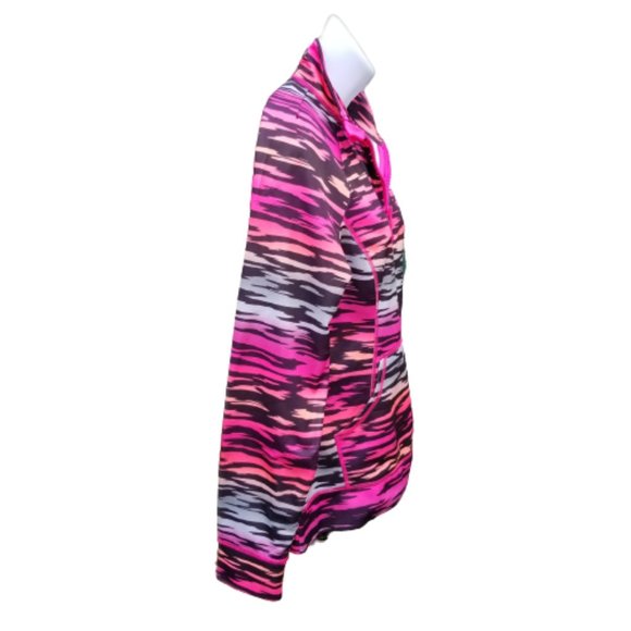 Fila Sport Pullover Mock Neck Zebra Stripe Long Sleeve Pink Purple 1/4 Zip Small - Picture 8 of 13
